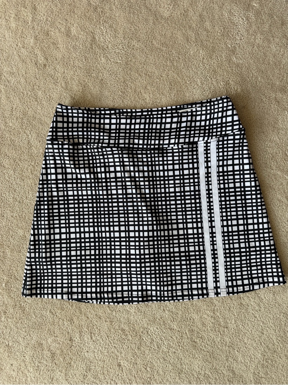 Golftini Black & White Grid Mini Skirt with Side Stripe